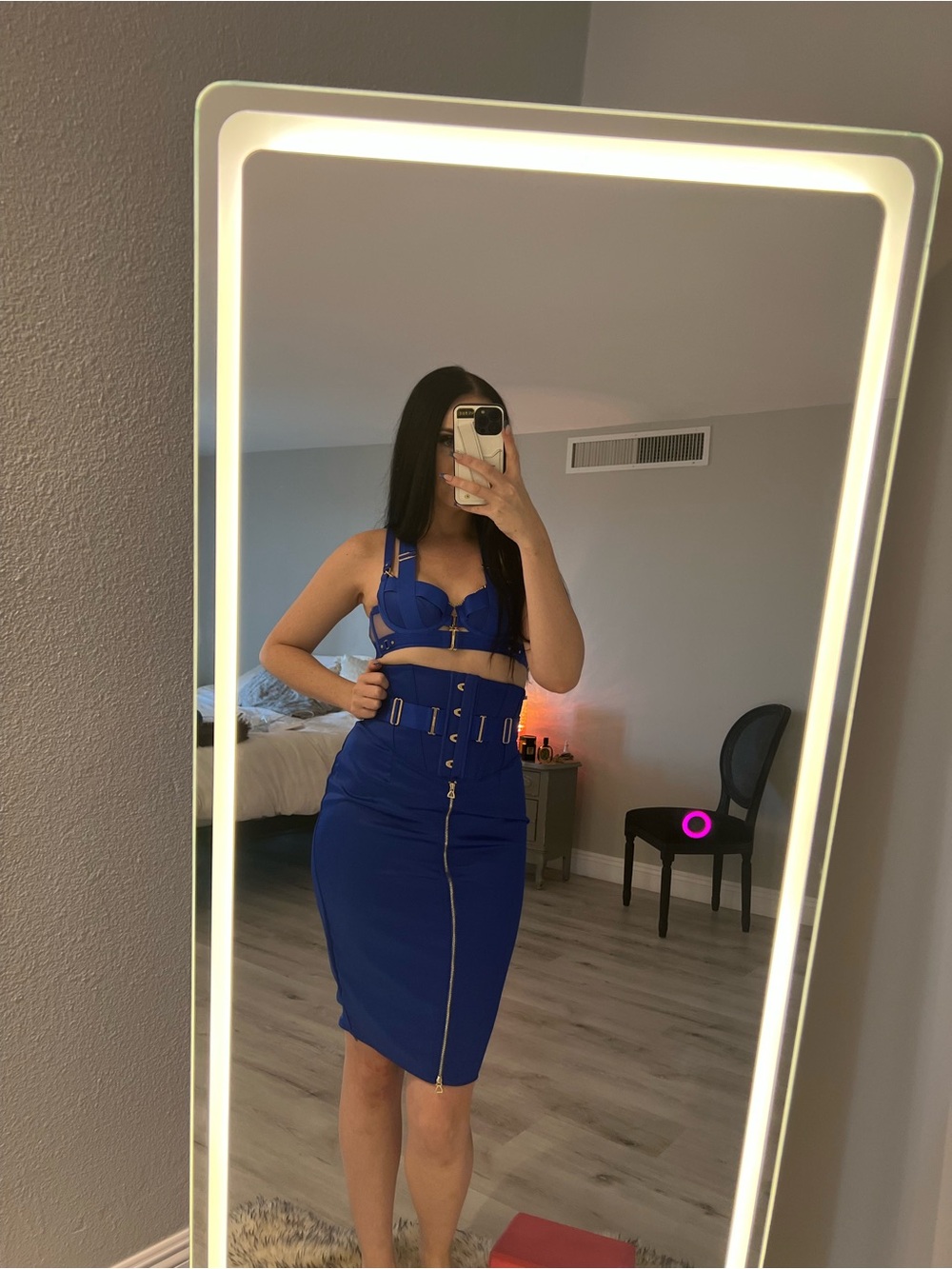 Honey Birdette cobalt blue harness lingerie set - Picture 2 of 8